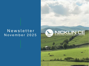 Nicklin CE team surveying development site using modern land surveying equipment.