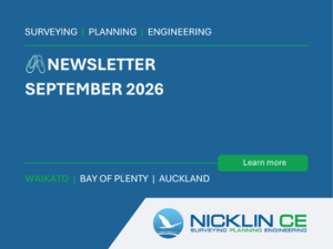 Nicklin CE – Surveying Planning Engineering team working on a Waikato land development project